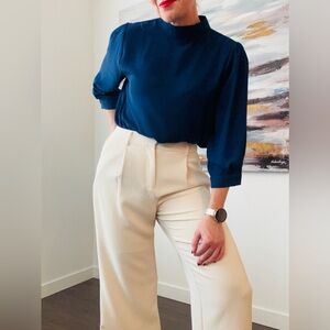 DKNY Wide Leg Trousers High Waisted Beige 10